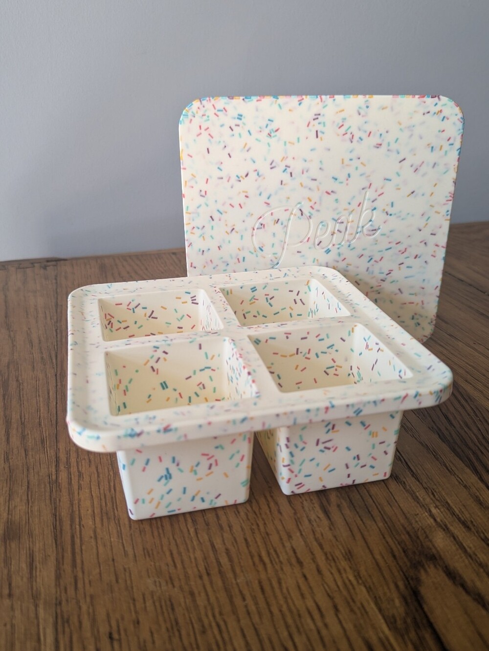 W&P Peak Extra Large Ice Cube Tray + Lid White Speckled Funfetti Silicone